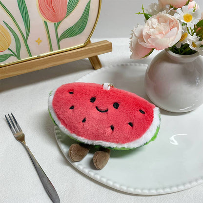 Cute smiley watermelon plush toy keychain charm gift