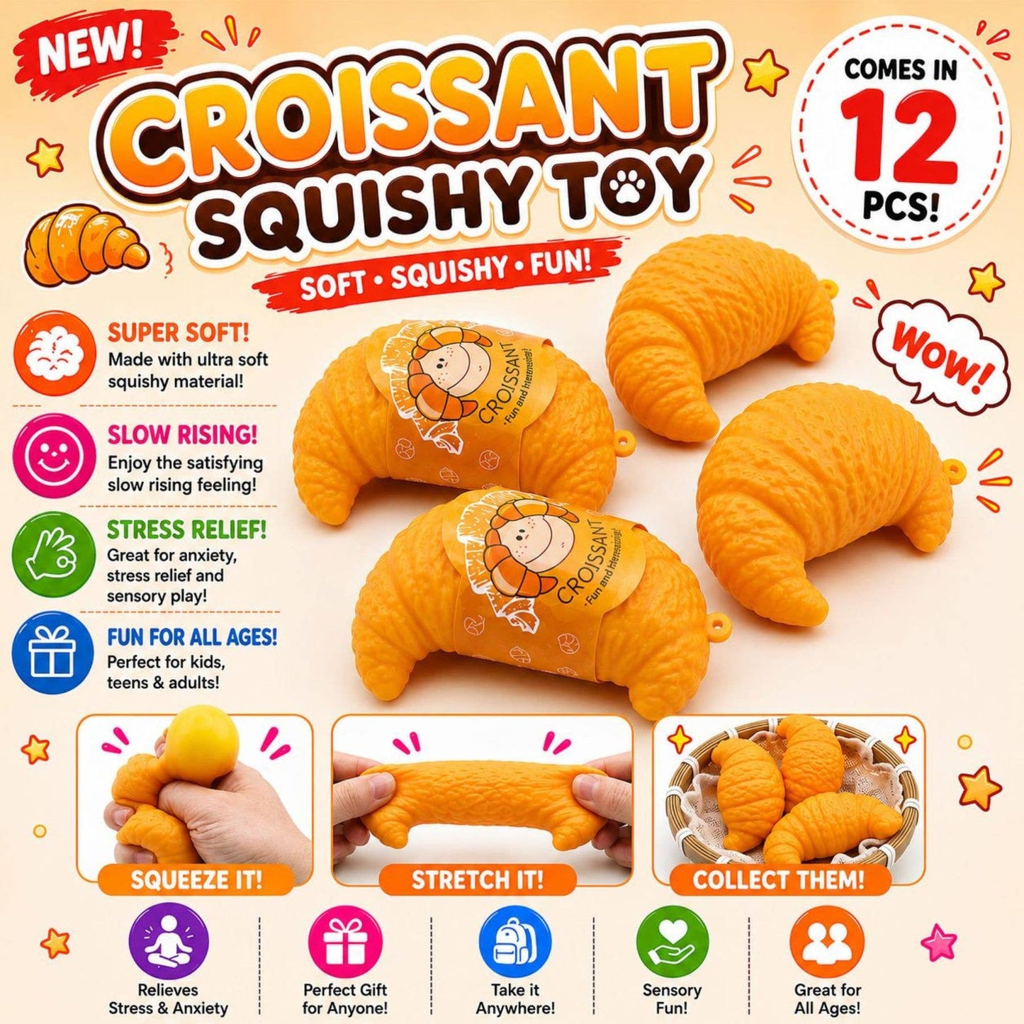 Croissant Squishy Toy