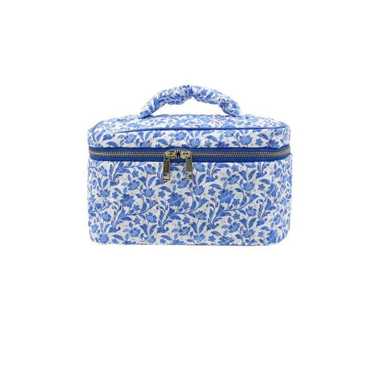 Blue Foral Vanity Bag