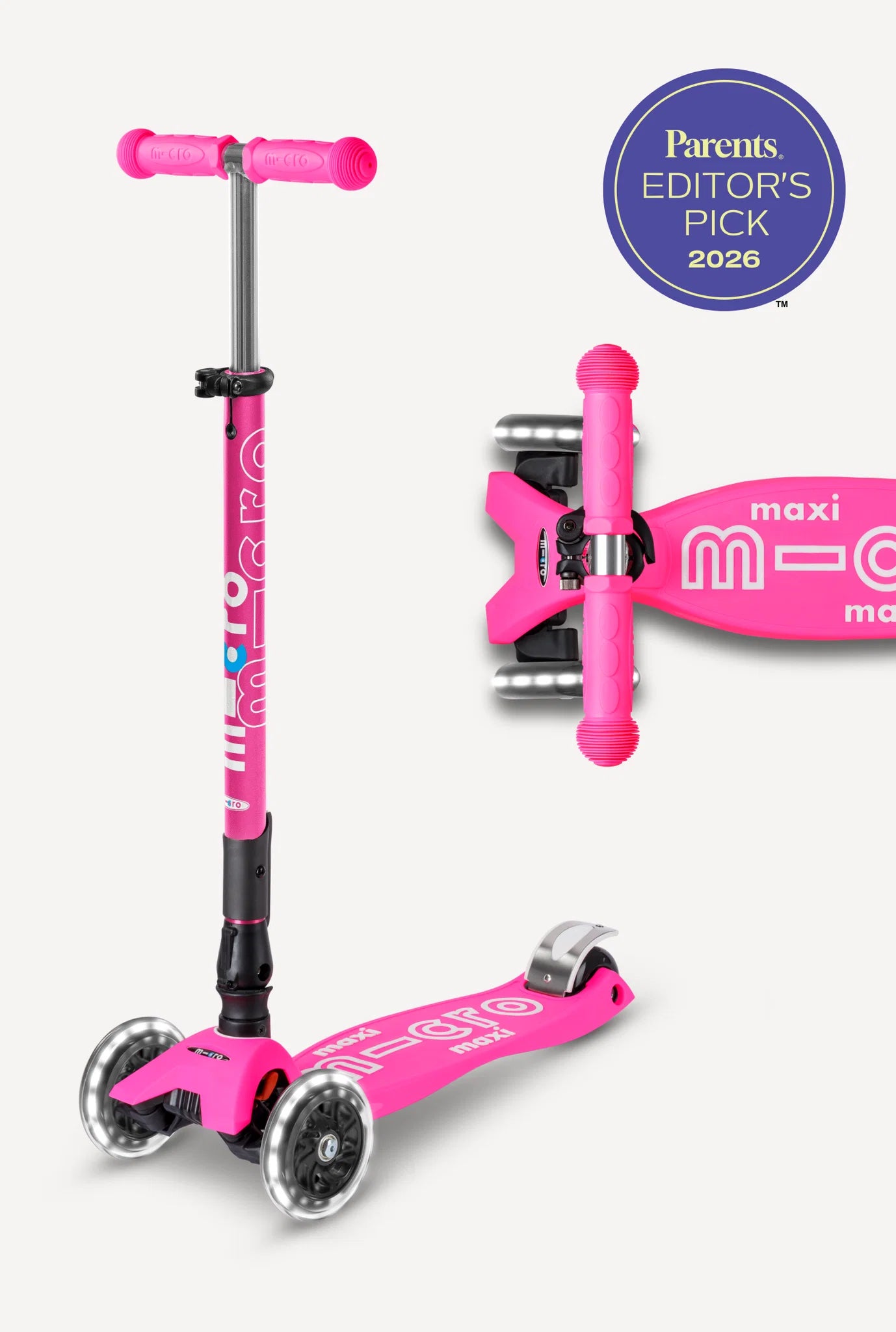 Maxi Deluxe Foldable LED Scooter Pink