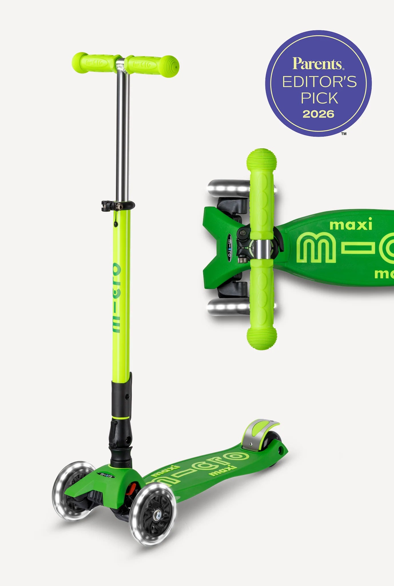 Maxi Deluxe Foldable LED Scooter Green