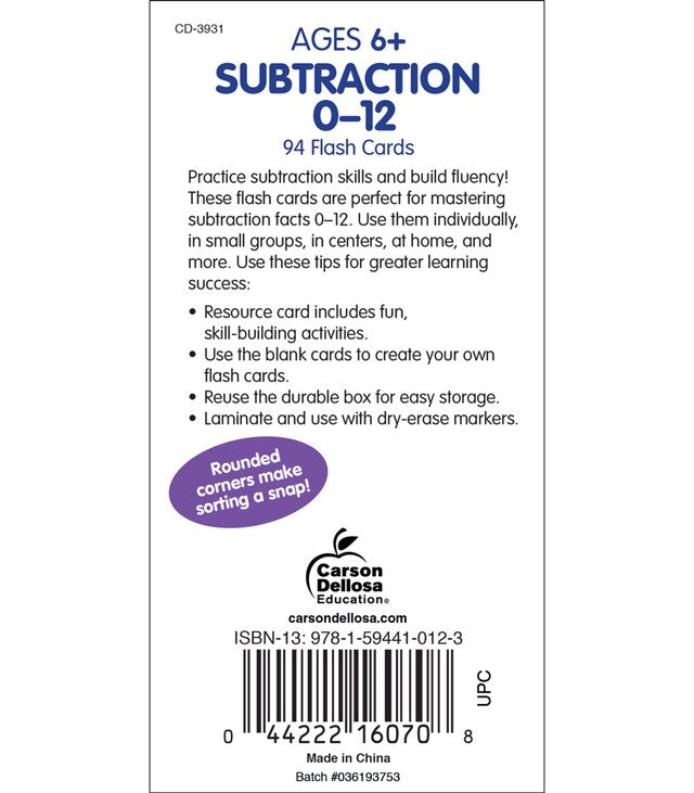 Subtraction Flashcards – Learning Express Toys & Gifts - Reno NV