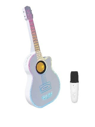 White LED Guitar Speaker with Karaoke Microphone